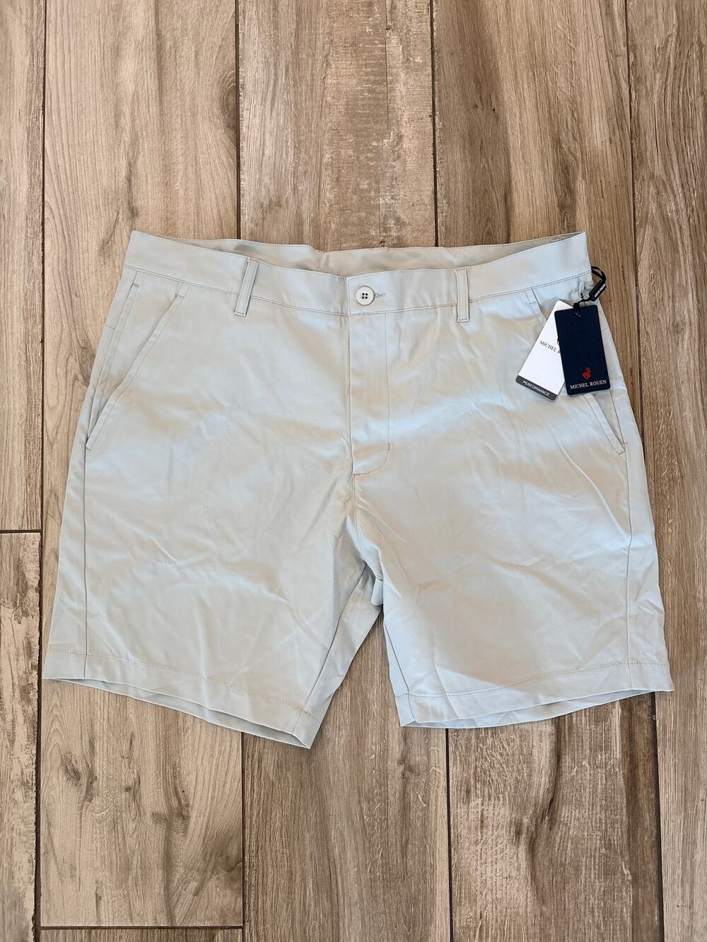 Michel Rouen Golf Shorts 36” W Men 8 Pocket Flat Front Stretch Casual Dress